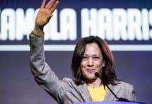 Kamala Harris Biography – Net Worth, Education, Husband, Kids Kamala Harris With Hands Up