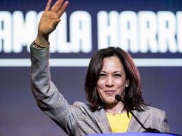 Kamala Harris Biography – Net Worth, Education, Husband, Kids Kamala Harris With Hands Up