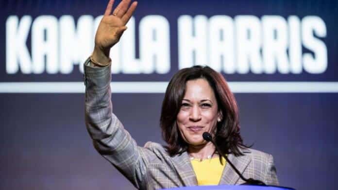 Kamala Harris With Hands Up